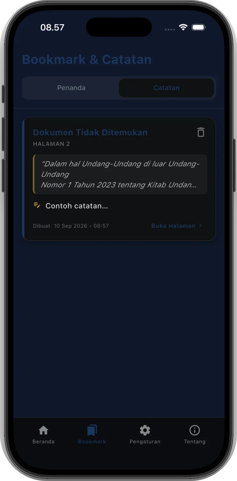 Daftar Catatan Tersimpan